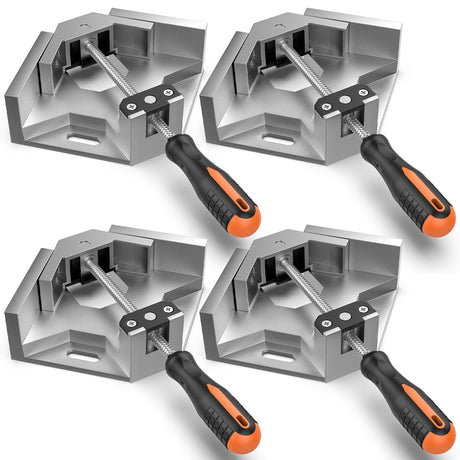 Right Angle Clamp, Housolution [4 PACK] Single Handle 90° Aluminum Alloy Corner Clamp, Clamps for Woodworking Adjustable Swing Jaw, Woodworking Tools Housolution