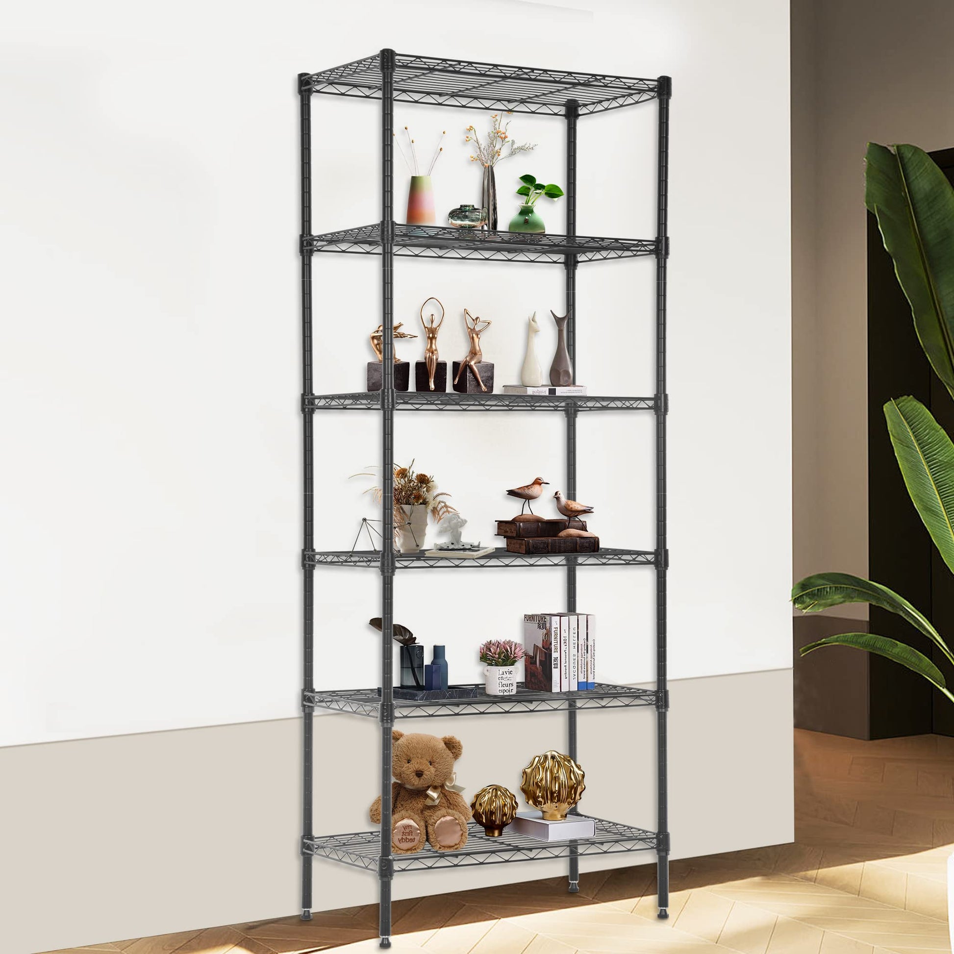 FDW 6 Tier Wire Shelving Units Adjustable Metal Storage Rack 23L x 13W x 59H NSF Pantry Shelves Kitchen Organization Shelf for Kitchen Garage Small - WoodArtSupply