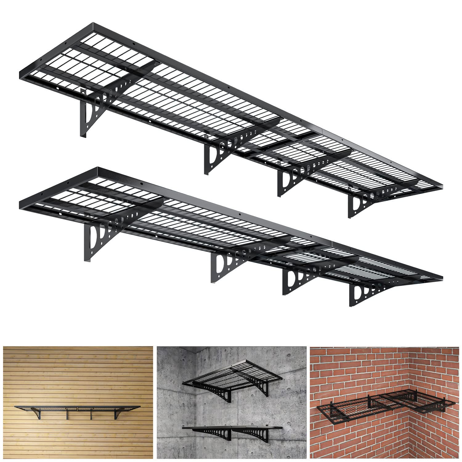 Dtrik Garage Storage Shelving Wall Mounted, 4 Pack 1.5x3.8ft, Loads ...