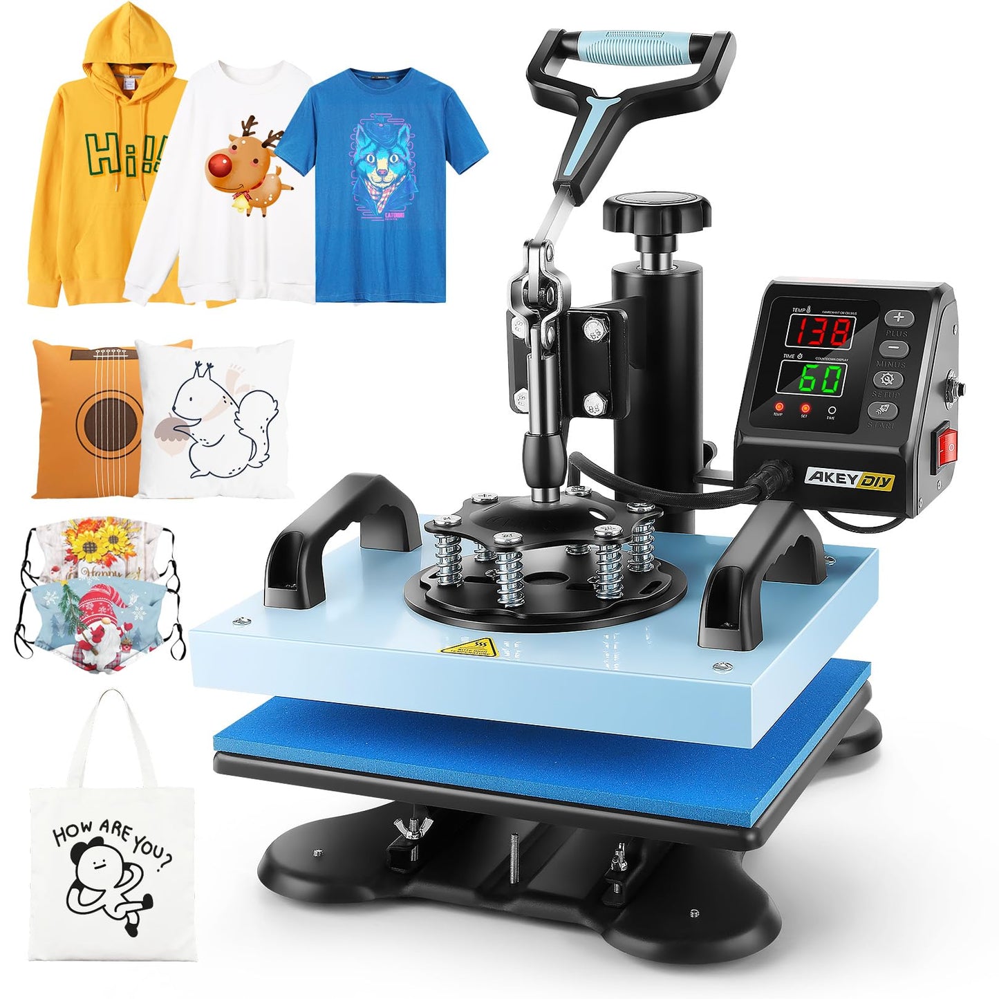 Heat Press Machine for Tshirts, 12"x10'' Heat Press, 650W Heat Transfer Machine, Heat Printing Press for Sublimation with 360 Degree Rotation Swing