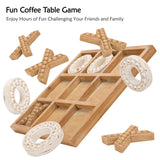 NIKKY HOME Tic Tac Toe Wood Board Game for Kids Family, 10.6 Inch Rustic Wooden Coffee Table Decor, Wood & White NIKKY HOME