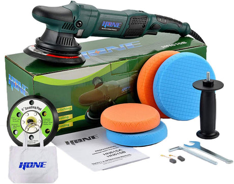 HONE Car Polisher, 15mm Long-Throw Random Orbital Polisher, Buffer for Car Detailing,6"/5"/850W Dual Action Polisher with Variable Speed-HNPR615B HONE