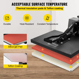 VEVOR Heat Press Machine, 16x24in / 40x61cm, Clamshell Sublimation Transfer Printer Teflon Coated, Digital Precise Heat Control, Silicone Sponge VEVOR