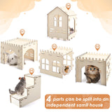 Bissap Wooden Rabbit Hideout Castle, Extra Large Bunny Houses and Hideouts Indoor Outdoor Rabbit Hidey Habitat for Bunnies Chinchillas Hamsters Bissap