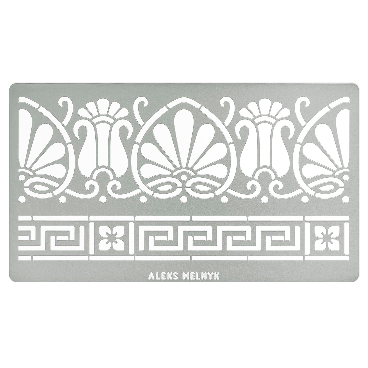 Aleks Melnyk No.328 Metal Stencil, Ancient Greek Fret and Roman Ornament, Meander, Palmette Motif, Border, Patterns, Small Stencil, 1 PC, Template Aleks Melnyk