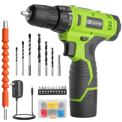 FADAKWALT Cordless Drill Set,12V Power Drill Set with Battery and Charger, compact Driver/Drill Bits, 3/8'' Keyless Chuck,21+1 Torque Setting, 180 - WoodArtSupply