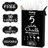 Chalk Artist Bundle- 5 White + 5 Black Chalk Markers Chalkola