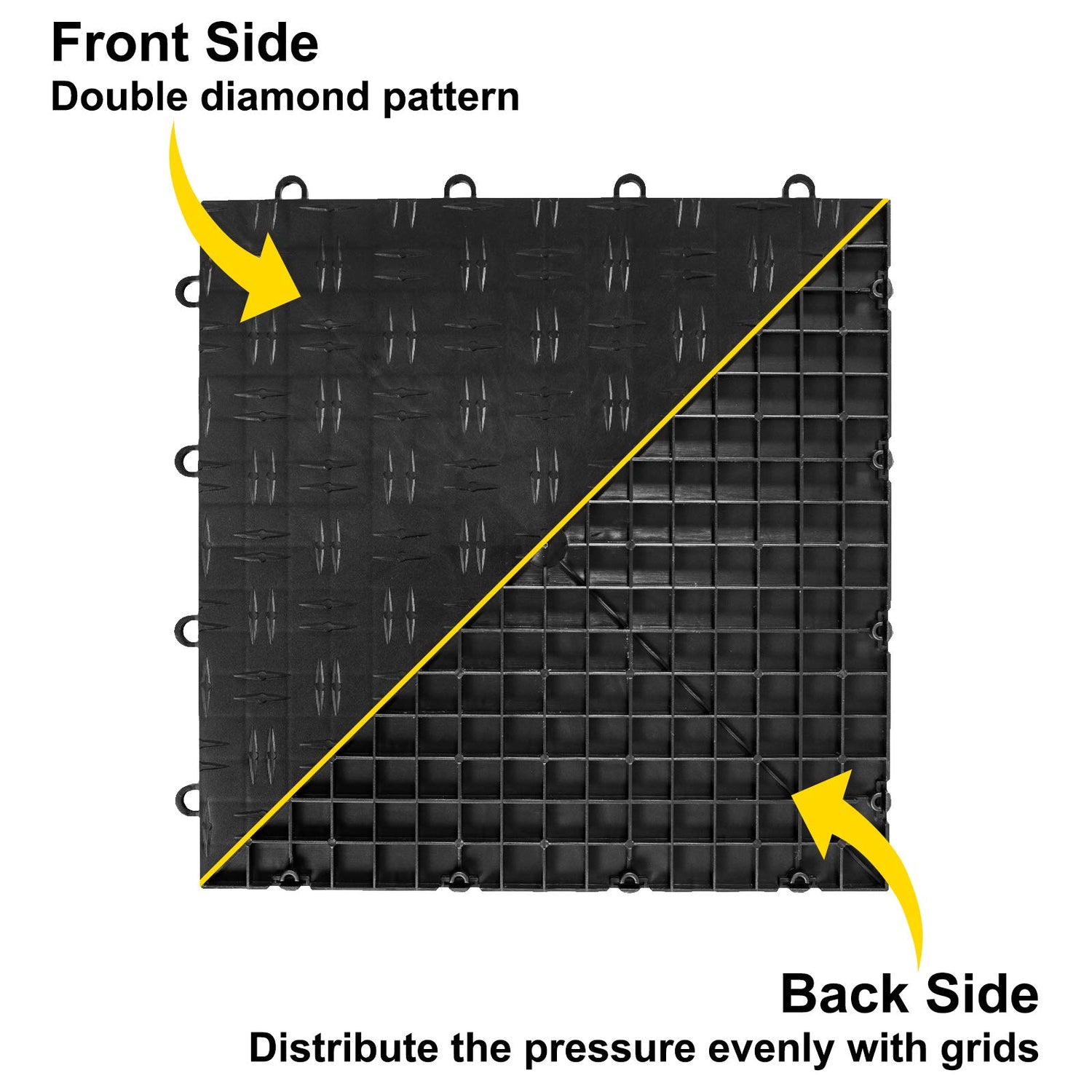 VEVOR Garage Floor, Durable Interlocking Floor Tiles, 50 Pack, Non-Slip Diamond Plate Garage Tiles, Support up to 55,000 lbs for Car Garage, VEVOR