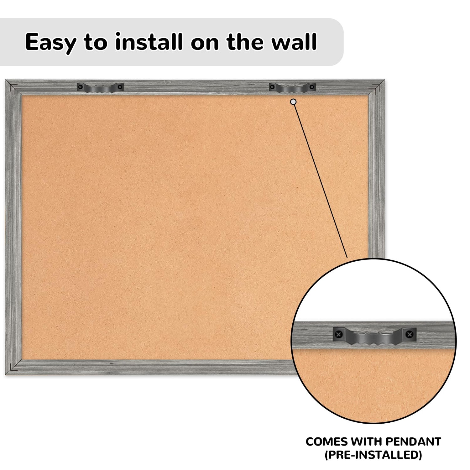 Monthly Whiteboard Calendar & Corkboard for Wall, Magnetic 17"x13" Dry Erase Board with Gray Wood Framed, 2in1 White Board Cork Board Combo, Calendar ABERLLS