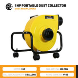 Woodskil 1HP Portable Dust Collector for Woodworking, 300 CFM Dust Collector with Wheels& 13 Gallons Bag, DC-A 2023 Woodskil