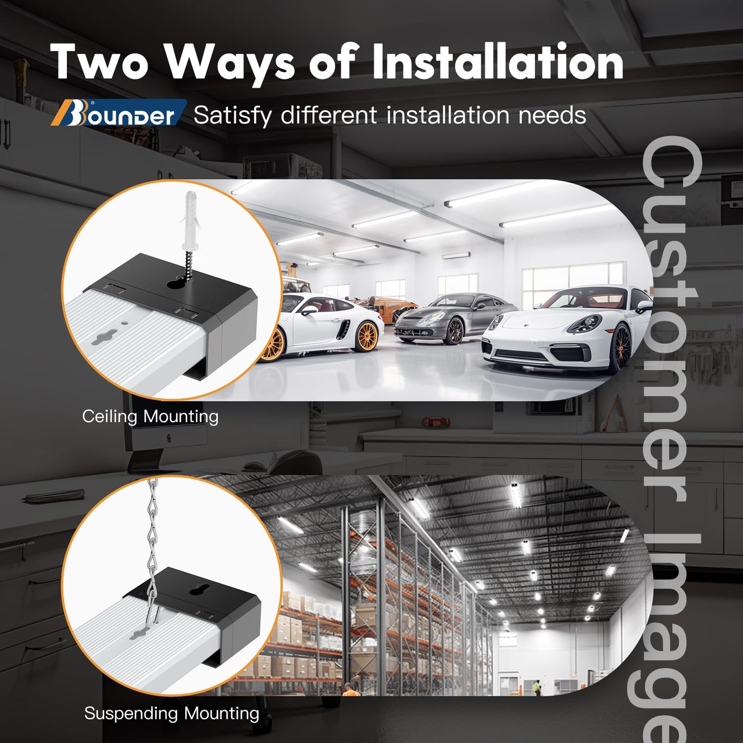 BBOUNDER 12 Pack Linkable LED Shop Light with Reflector, Super Bright 6500K Cool Daylight, 4400 LM, 4 FT, 48 Inch Integrated Fixture for Garage, 40W BBOUNDER