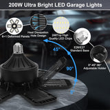 2 Pack LED Garage Light, 200W LED Shop Light, E26/E27 Garage Lights Super Bright Deformable LED Garage Ceiling Light with 6+1 Adjustable Panels XILLUMI CORE