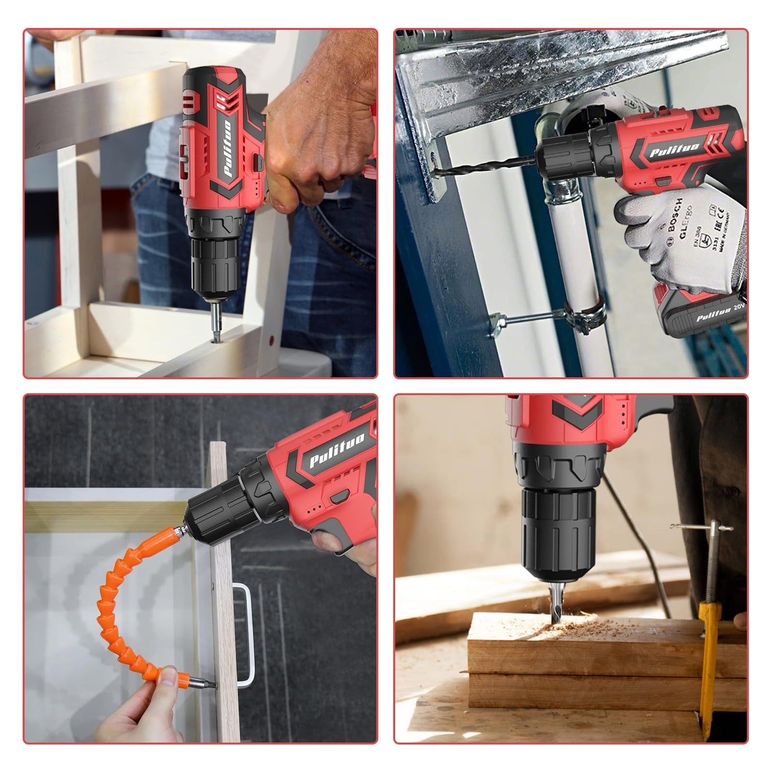 PULITUO Cordless Drill Set, 20V Electric Power Drill with Battery And Charger, Torque 30N, 21+1 Torque Setting, 2 Various Speed, with 43pcs Drill PULITUO