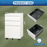 DEVAISE 3 Drawer Mobile File Cabinet with Lock, Under Desk Metal Filing Cabinet for Legal/Letter/A4 File, Fully Assembled Except Wheels, White DEVAISE