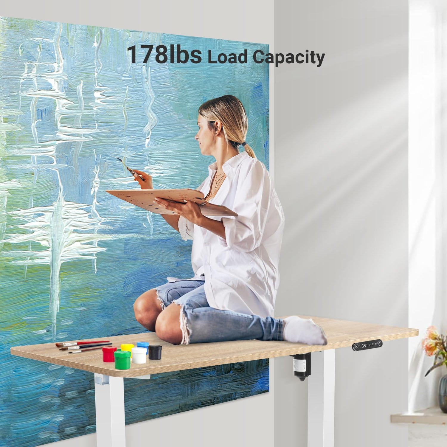 farexon Electric Standing Desk Adjustable Height, 48 x 24 inch Sit Stand Desk with Metal Metal Hook, 4 Memory Heights, 27''-45'' Lifting Range Stand farexon