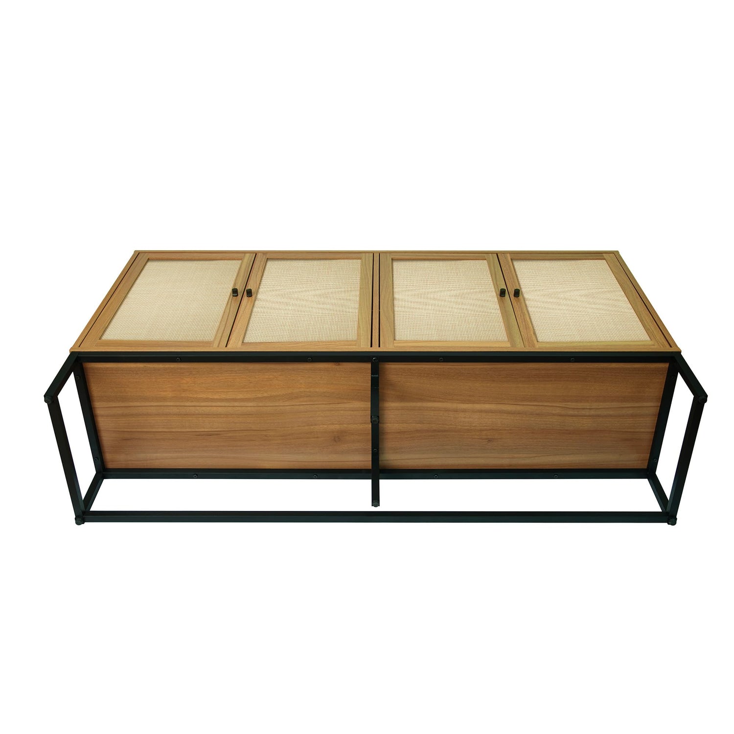 QEIUZON Modern Sideboard Cabinet, Accent Storage Cabinet with Rattan Doors and Adjustable Shelves, Freestanding Sideboard Storage Cabinet for Kitchen QEIUZON