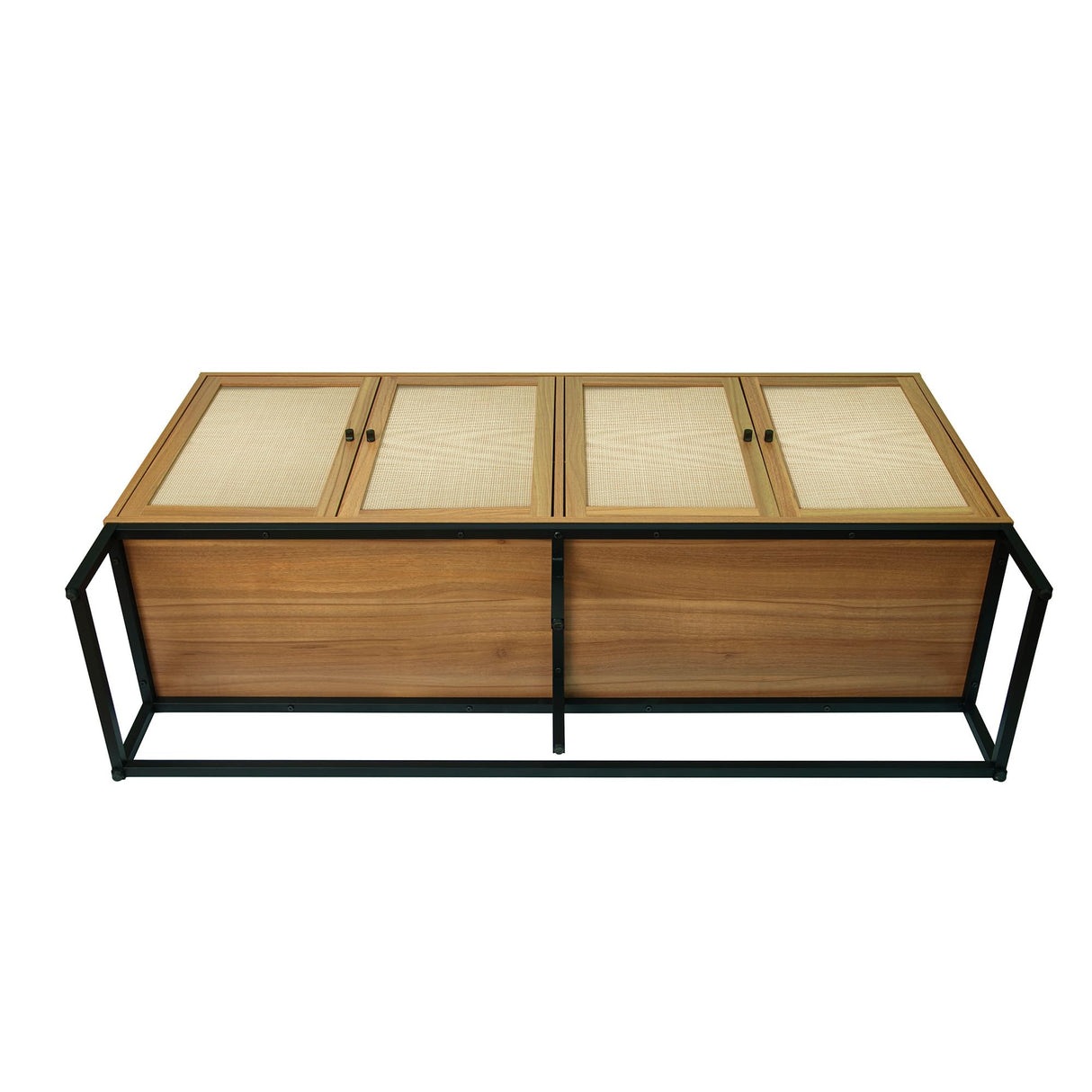 QEIUZON Modern Sideboard Cabinet, Accent Storage Cabinet with Rattan Doors and Adjustable Shelves, Freestanding Sideboard Storage Cabinet for Kitchen QEIUZON