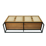 QEIUZON Modern Sideboard Cabinet, Accent Storage Cabinet with Rattan Doors and Adjustable Shelves, Freestanding Sideboard Storage Cabinet for Kitchen QEIUZON