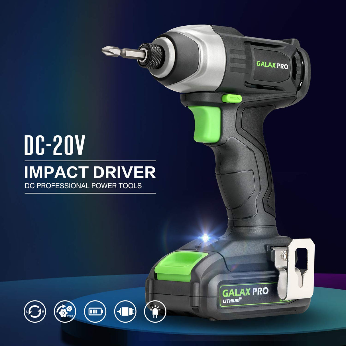 GALAX PRO Cordless Drill Driver/Impact Driver with 1pcs 1.3Ah Lithium-Ion Batteries, Charger Kit, 11pcs Accessories and Tool Bag GALAX PRO