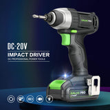 GALAX PRO Cordless Drill Driver/Impact Driver with 1pcs 1.3Ah Lithium-Ion Batteries, Charger Kit, 11pcs Accessories and Tool Bag GALAX PRO