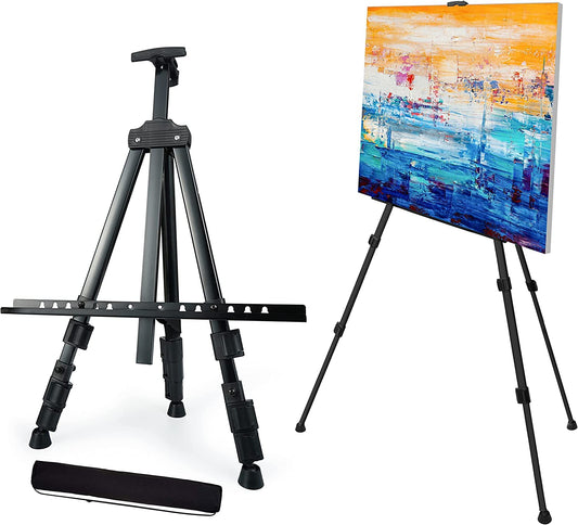 Artify 66 Inches Double Tier Easel Stand, Adjustable Height from 22-66”, Tripod for Painting and Display with a Carrying Bag, Pack, Black - WoodArtSupply