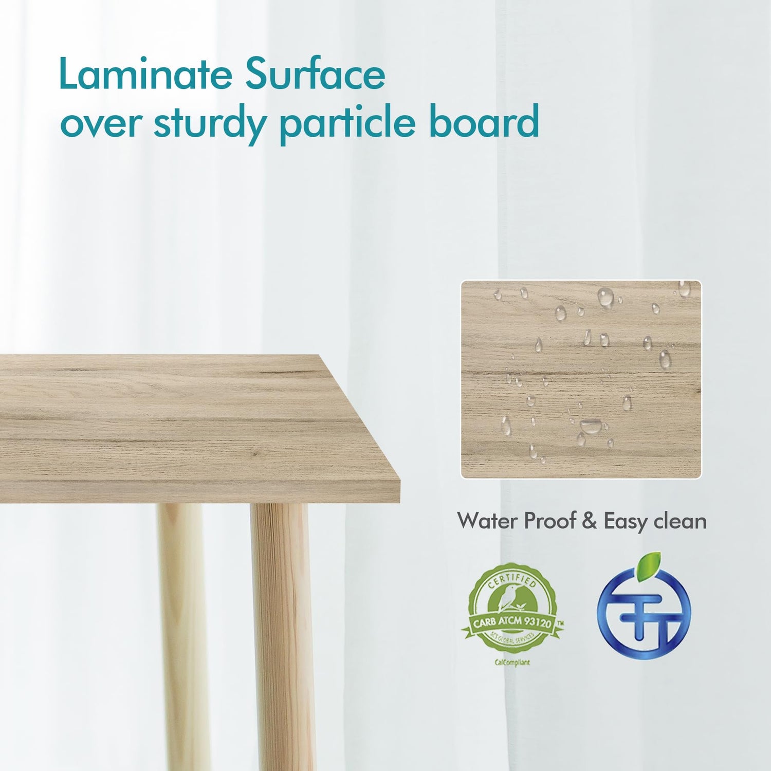 Kaboon Universal Tabletop 55"x20", Solid One-Piece Melamine Table Top, Double Desk L-Desk DIY, Home and Office, Oak Kaboon