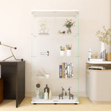 Zipzop Contemporary 64.5'' 4-Shelf Glass Display Cabinet with Two Doors in Upgrade White Zipzop
