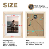KINLINK 5x7 Picture Frame Natural Wood Frame with Acrylic Plexiglass for Pictures 4x6 with Mat or 5x7 without Mat, Tabletop and Wall Mounting Display KINLINK