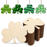Wooden Shamrock Ornaments to Paint St. Patrick's Day Decoration Cutouts Unfinished 24PCS 3.5 x 3 inches, DIY Blank Unfinished Wood Discs Ornament for Sophena