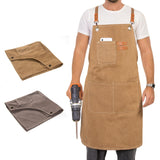 INMTIE woodworking apron. Heavy wax canvas work apron (Khaki) INMTIE
