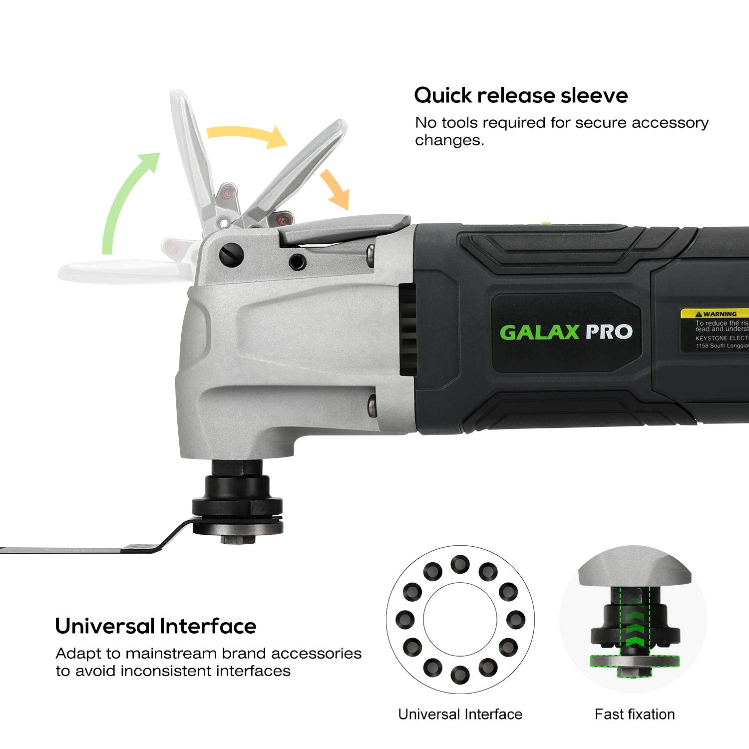 GALAX PRO 2.4Amp 6 Variable Speed Oscillating Multi-Tool Kit with Quick-Lock accessory change, Oscillating Angle:3°, 28pcs Accessories and Carry Bag GALAX PRO