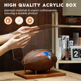 JupDec Football Display Case Full Size, Acrylic Clear Box with Wood Stand, UV Protected Memorabilia Holder, for Football Fans & Collectors, Sports JupDec