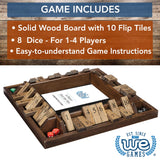 WE Games 14 inch 4-Player Shut The Box Wooden Board Game, Walnut Stain WE Games