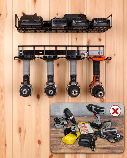 UNITEDPOWER Wall Mounted Power Tool Organizer Holder, Heavy Duty Utility Storage Rack for Battery Powered Hand Tools, Cordless Drill Rack and Tool - WoodArtSupply