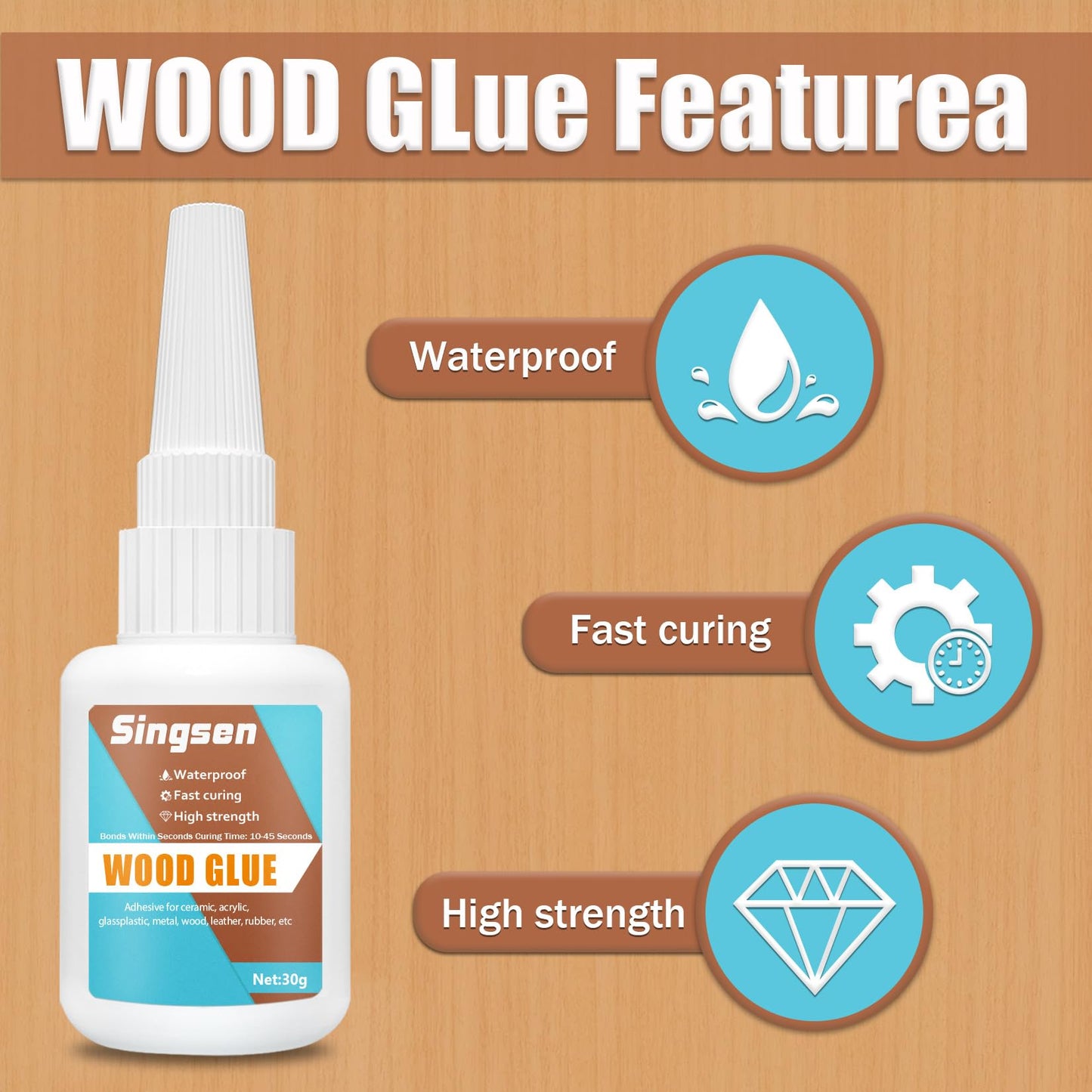 Wood Glue, 30g Wood Adhesive,Anti-Yellowing,Instant Strong Adhesive for bonding Wood, Oak,Walnut,Mahogany,Wooden Furniture, Wooden Product, Wooden - WoodArtSupply