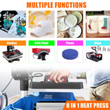 Pro Heat Press, 8 in 1 Heat Press Machine for T Shirts, 15 x 12 Inch Shirt Press Machine, 360-Degree Swing Away Heat Transfer Sublimation Shirt AKEYDIY