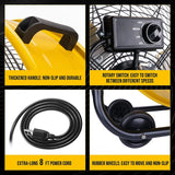 Tornado - 24 Inch High Velocity Heavy Duty Tilt Metal Drum Fan Yellow Commercial, Industrial Use 3 Speed 8540 CFM Tornado