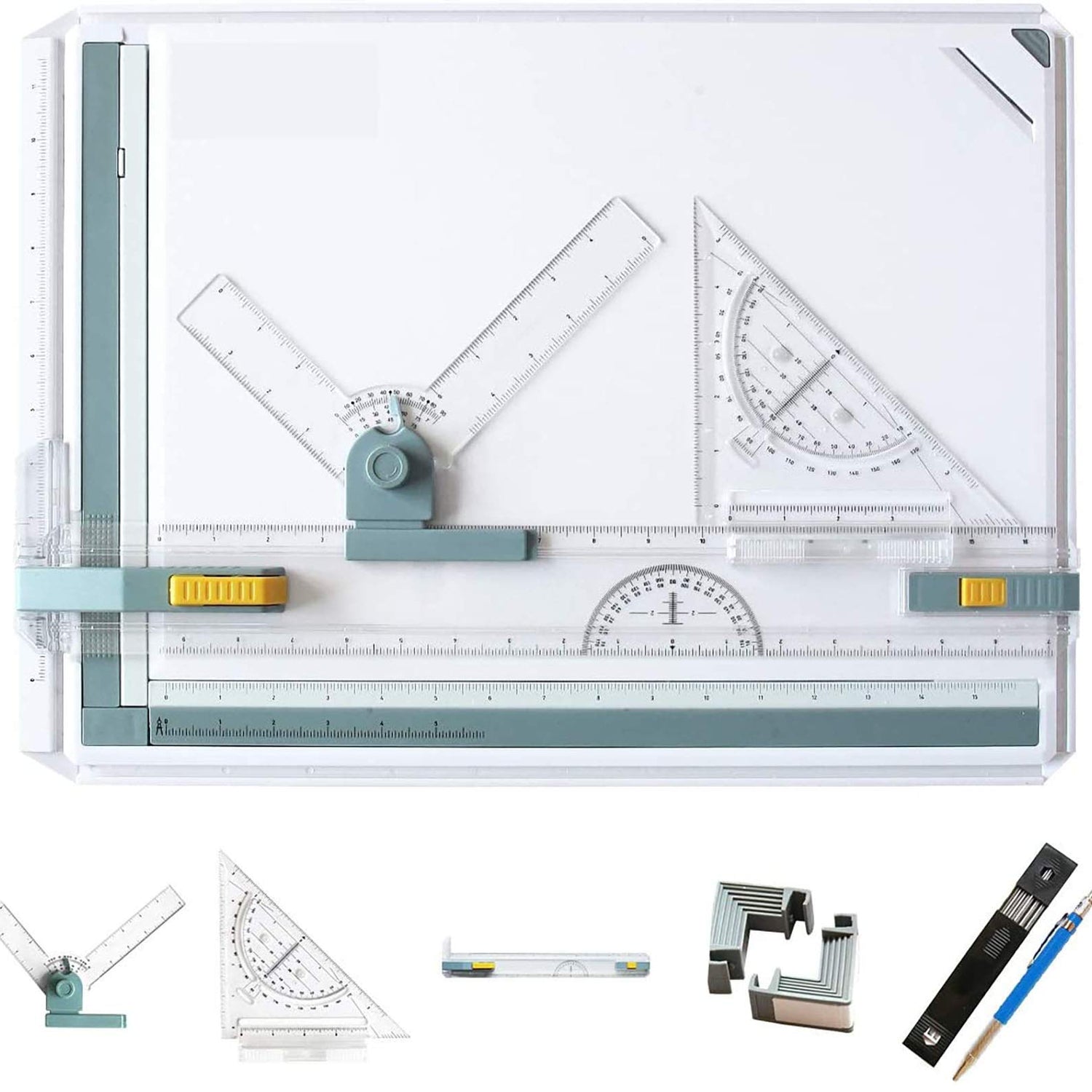 Frylr Inch A3 Drawing Board Drafting Table Multifunctional Drawing Board Table with Clear Rule Parallel Motion and Angle Adjustable Measuring System Frylr