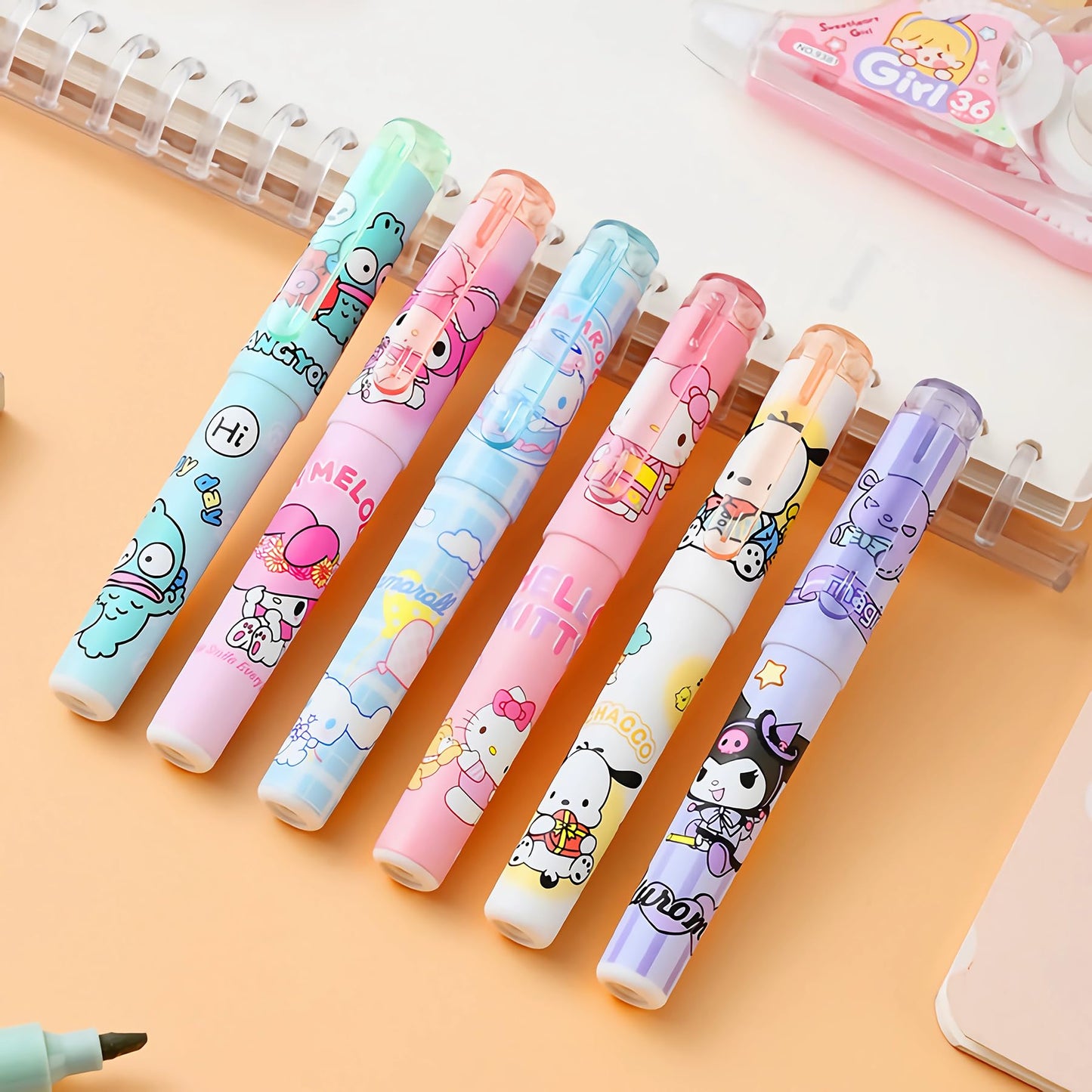 FourFine 6pcs Cute Highlighter Markers Pastel Colors Quick Dry Write Smoothly Cartoon Drawing Pens For Writing Graffiti School Office Supplies - WoodArtSupply