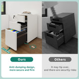 YITAHOME 3-Drawer Metal Filing Drawers with Keys, Compact Slim Portable File Pre-Built Office Storage Cabinet for A4/Letter/Legal (White) YITAHOME