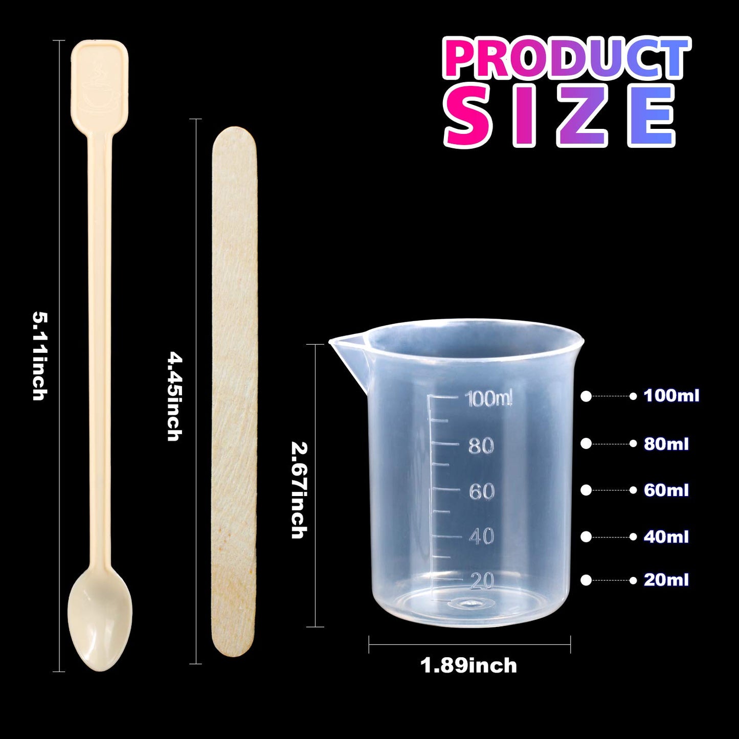 LEOBRO 24 PCS 100ml Resin Measuring Cups with 35PCS Mixing Sticks, Graduated Epoxy Resin Mixing Cups, Small Beaker, Plastic Measuring Cup for Epoxy - WoodArtSupply