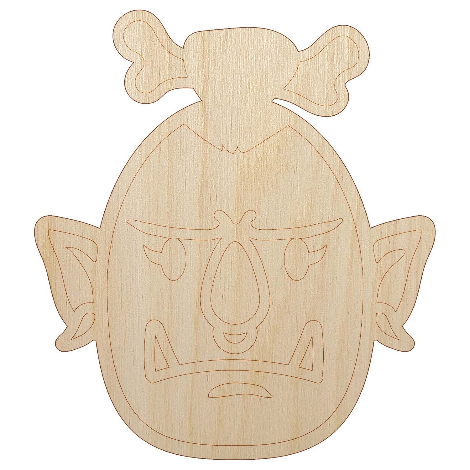 Orc Female Character Face Unfinished Wood Shape Piece Cutout for DIY Craft Projects - 1/8 Inch Thick - 6.25 Inch Size Sniggle Sloth
