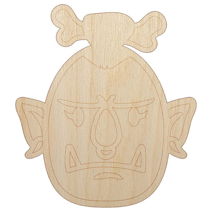 Orc Female Character Face Unfinished Wood Shape Piece Cutout for DIY Craft Projects - 1/8 Inch Thick - 6.25 Inch Size - WoodArtSupply