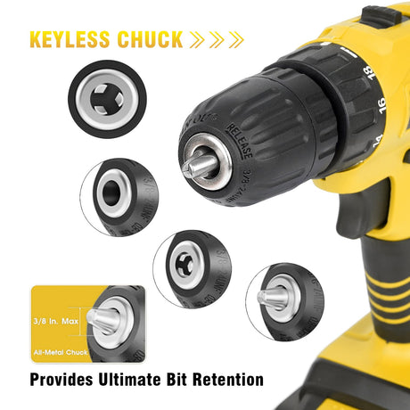 Portable Power Drill Set with 37PCS Drill Bit,21V Cordless Drill Kit with Battery and Charger,Jar-owl Home Tool Kit with Electric Drill,Power Tool jar-owl