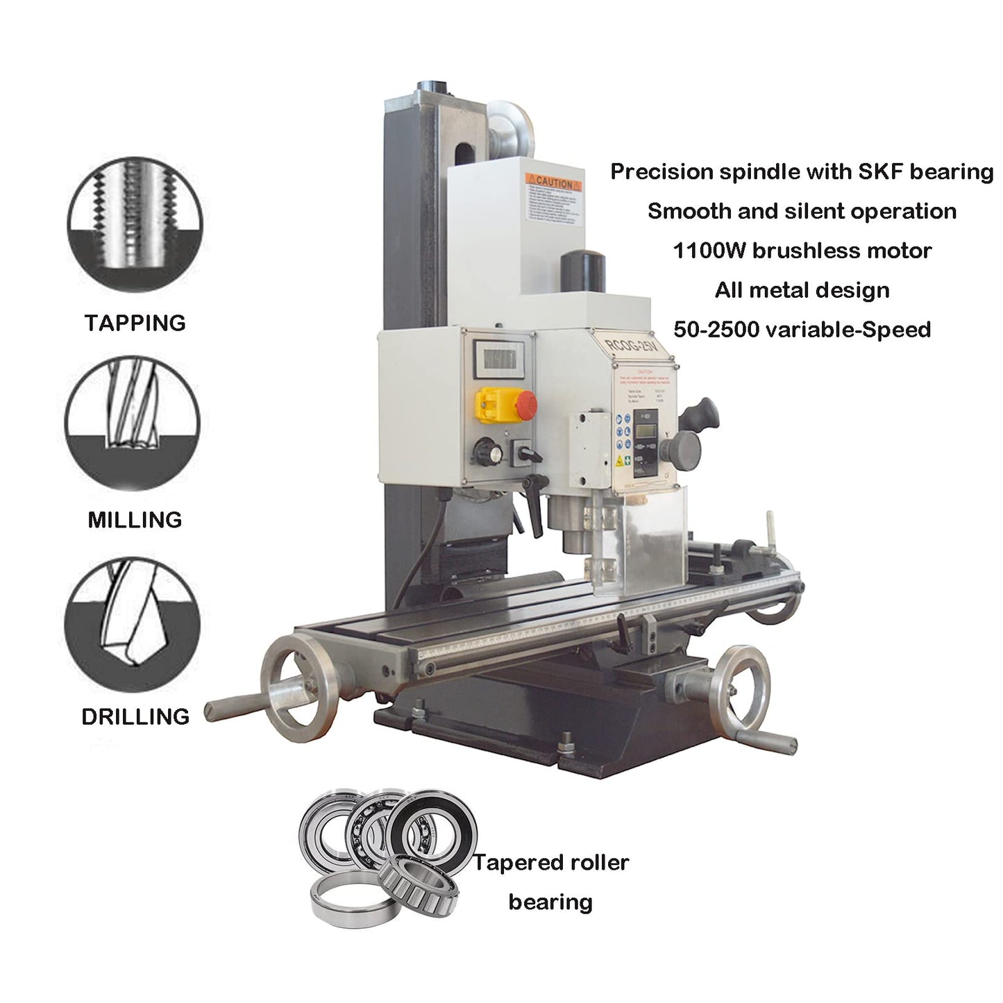 INTBUYING Milling Drilling Machine R8 Mini Benchtop Mill/Drill Machine 7"X27" Micro Milling Machine 1100W 20-2250rpm Variable Speed with Accessory R8 - WoodArtSupply