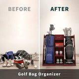 SuniBoxi Golf Bag Organizer, Premium Wooden Golf Storage Rack, Stylish Heavy-Duty Golf Bag Storage Rack for Garage, Indoor Spaces, Basements, and SuniBoxi