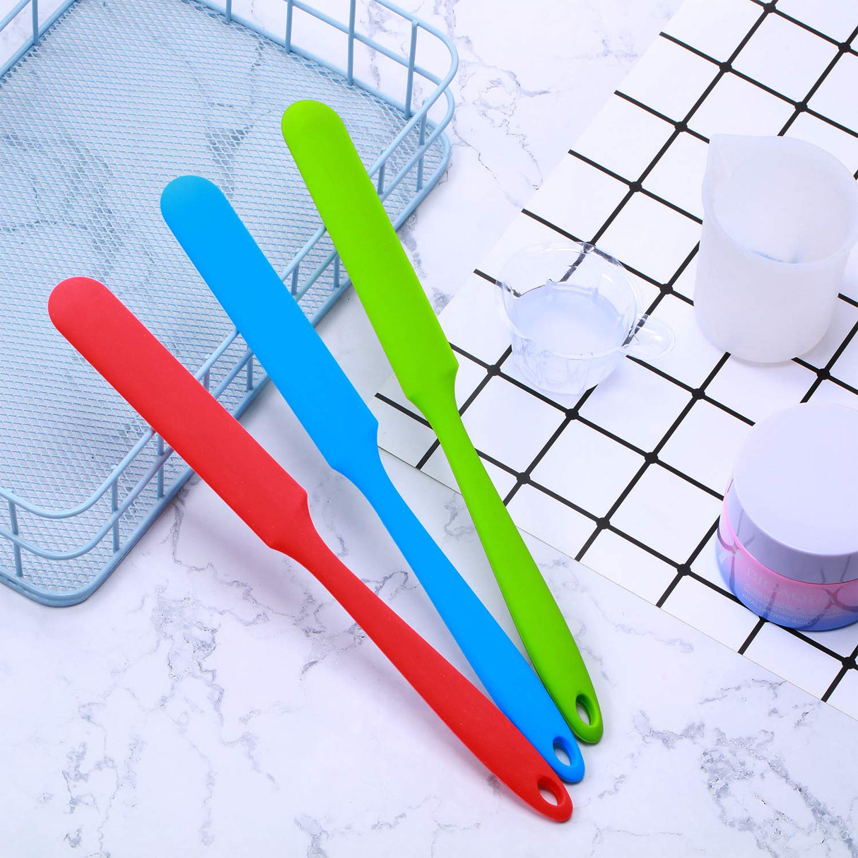 12 Pieces Resin Brush Silicone Stir Sticks Kit, Silicone Epoxy Brush Silicone Stirring Tool Applicator Mixing Spoon Silicone Scraper DIY Crafts Tool Patelai