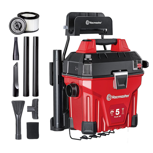 Vacmaster VWMB508 1101 5 Gallon Wall-Mount Wet/Dry Vacuum with Remote Control Operation Red - WoodArtSupply