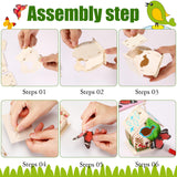 Outus 12 Pcs Wooden Birdhouse Craft Kits to Build, 4 Shapes Wooden Unfinished Bird House with Watercolor Pen and Butterfly Sticker for Boy and Girl Outus