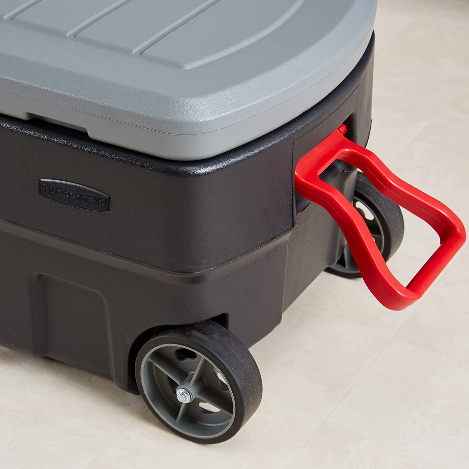 Rubbermaid ActionPacker 35 Gal Wheeled Lockable Storage Bin with Lid, Heavy-Duty Water Repellent Industrial Container with Built-In Durable Wheels, Rubbermaid